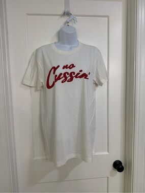Elle King No Cussin‎ Band T-Shirt Size Medium White Red Cursive Spell Out